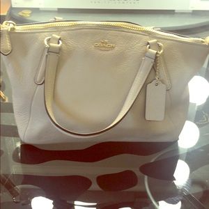 Cream Coach Shoulder Bag